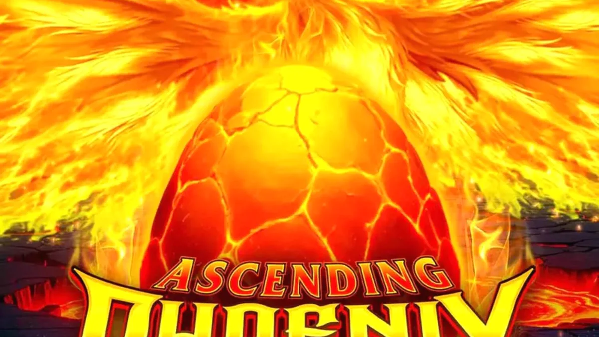 Tampilan visual slot Ascending Phoenix Blaze Gold Blitz Ultimate dengan elemen api dan emas.